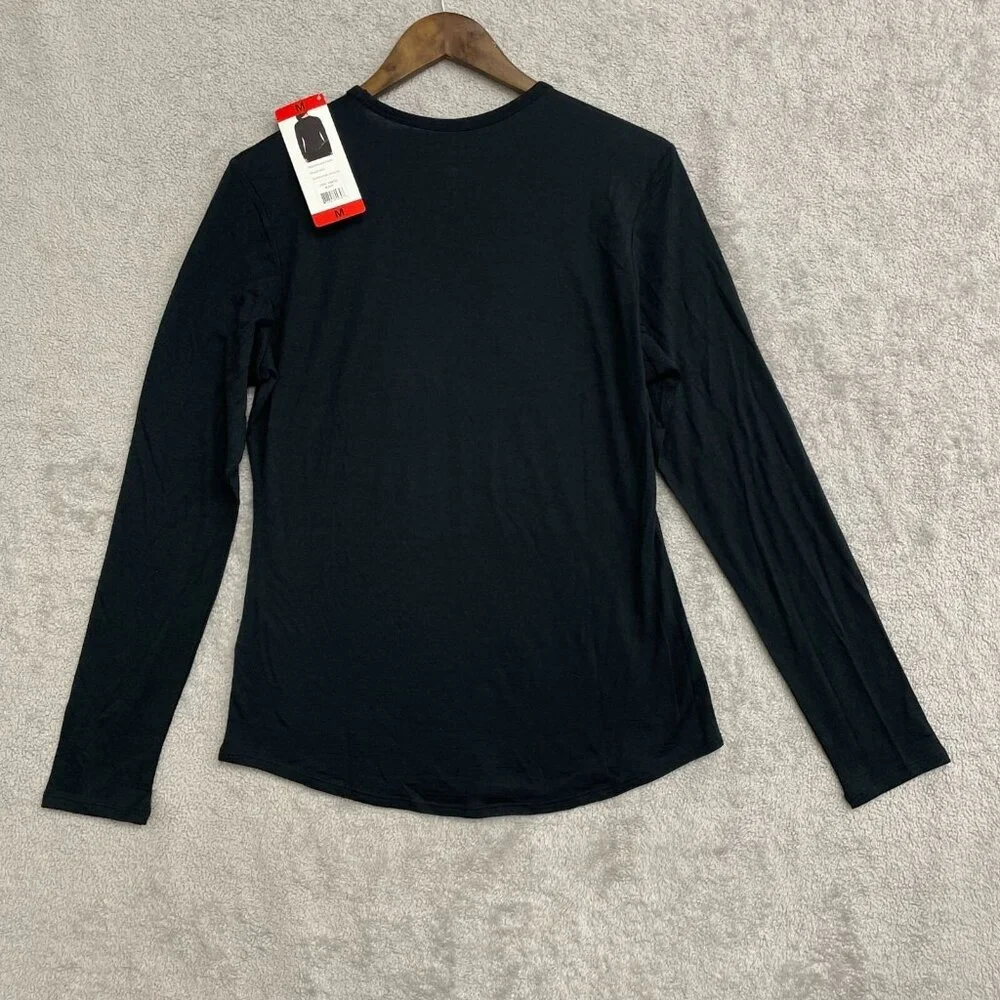 NEW Segments 100% Merino Wool Women's M Black Long Sleeve Top - Picture 3 of 9